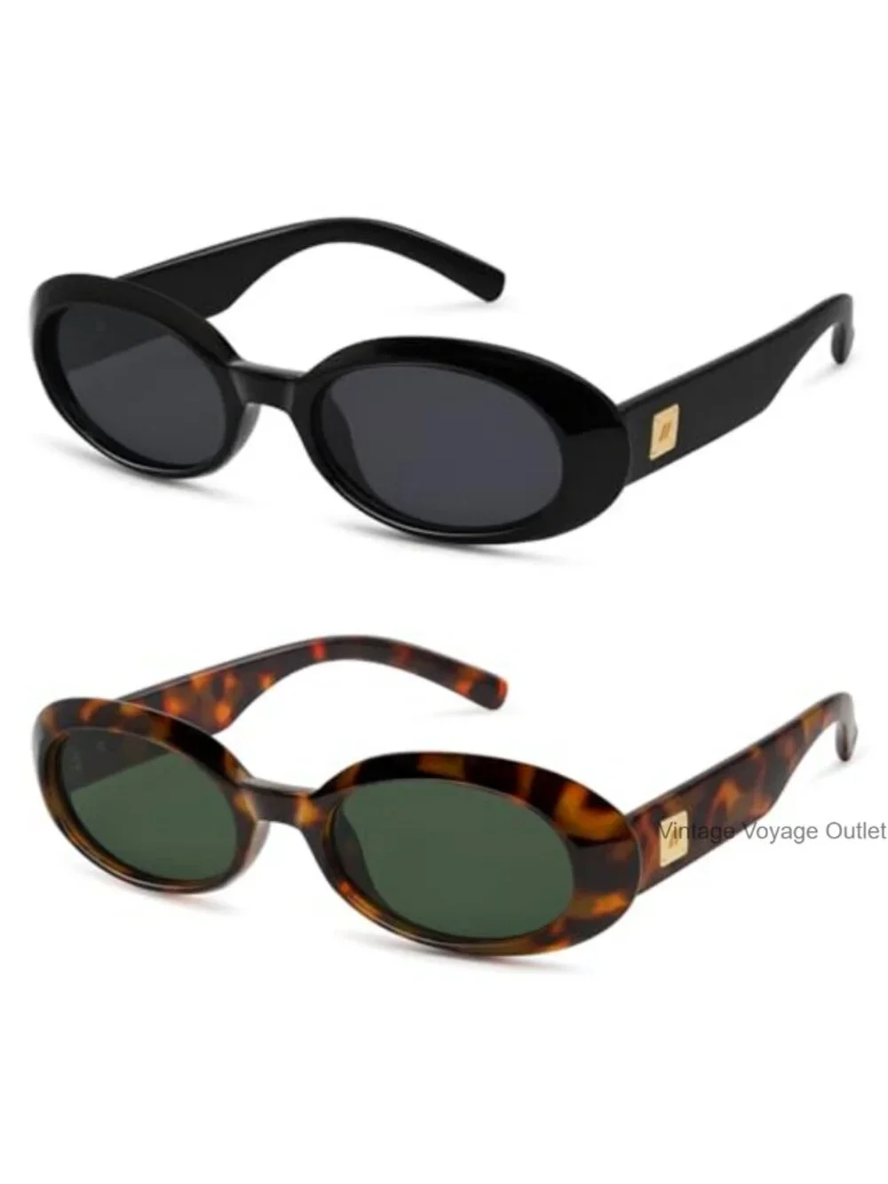 Retro Oval Sunglasses 2-Pack Small 90s Vintage UV Protection